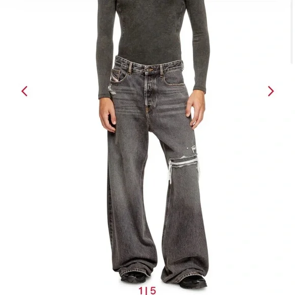 Baggy flared black jeans, Diesel inspired - Picture 1 of 7